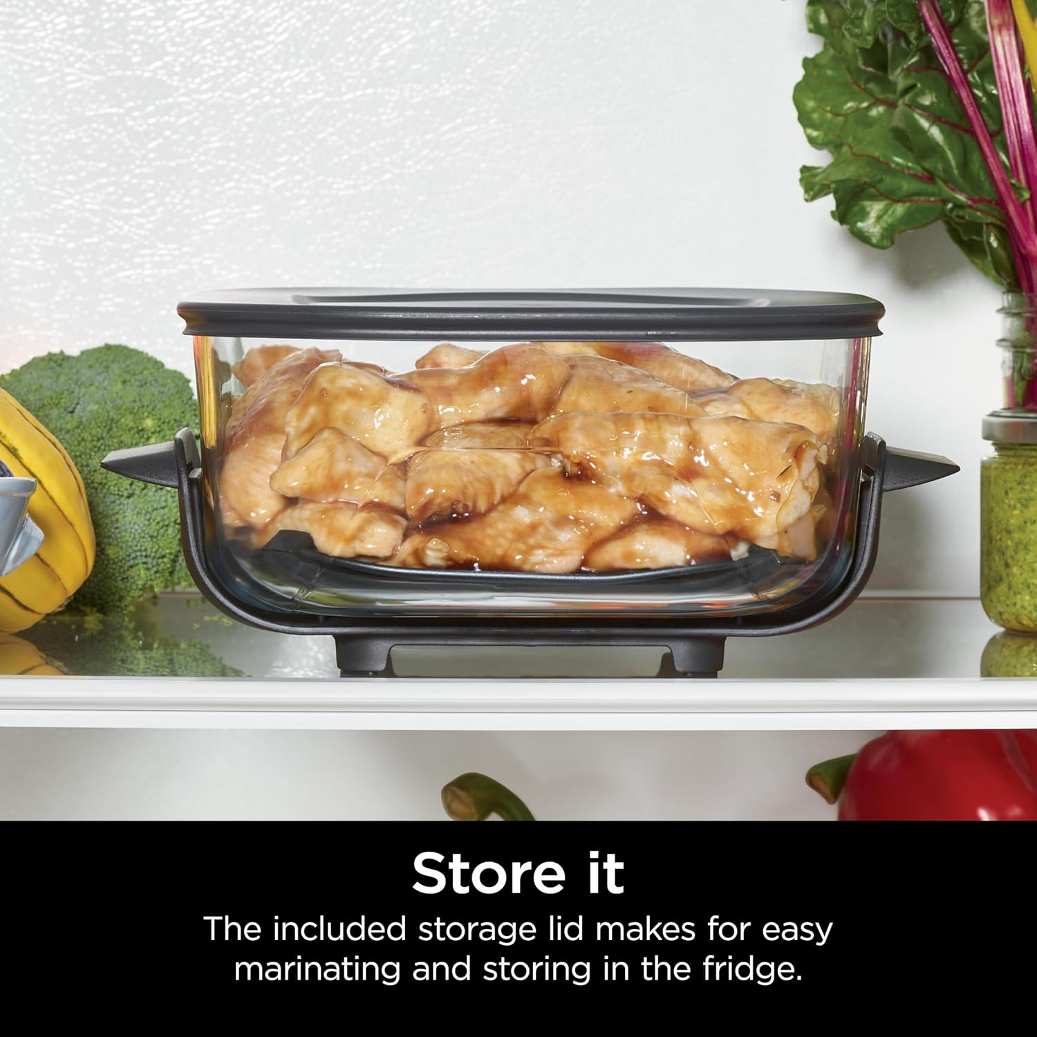 Ninja 4-QT CleanCrisp™ Glassware Container with Storage lid, Compatible with Ninja Crispi Portable Cooking System, Microwave, Freezer  Dishwasher Safe, PFAS  PTFE Free Glass, XSKSFN4QT