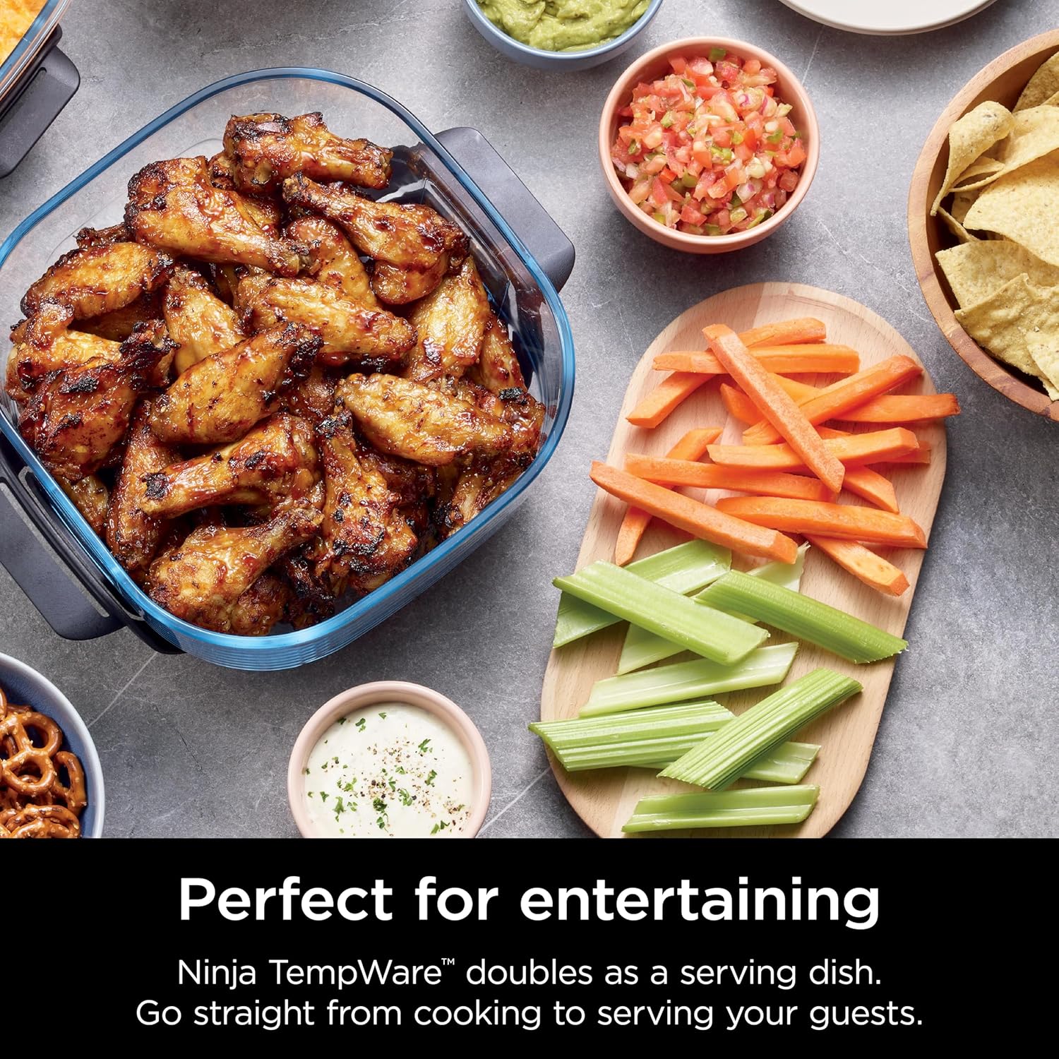 Ninja 4-QT CleanCrisp™ Glassware Container with Storage lid, Compatible with Ninja Crispi Portable Cooking System, Microwave, Freezer  Dishwasher Safe, PFAS  PTFE Free Glass, XSKSFN4QT