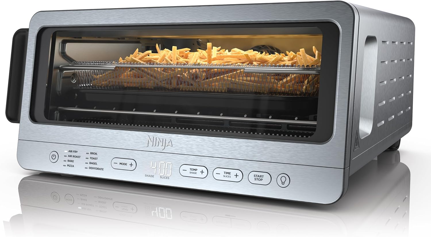 Ninja Air Fryer Toaster Oven Combo | 8-in-1 Functionality | Flip Up  Away for Storage Space | Air Fry Basket, Sheet Pan, Wire Rack  Removable Crumb Tray |1800 Watt | Stainless Steel | SP151